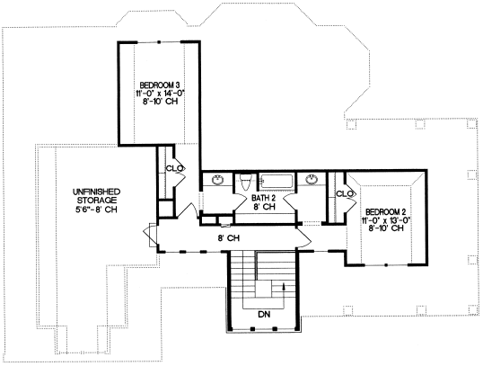 Second Floor Plan for House Plan #158819