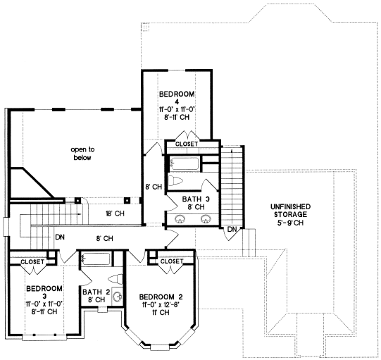 Second Floor Plan for House Plan #156919
