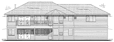 Rear Elevation for House Plan #136519