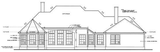 Rear Elevation for House Plan #157029