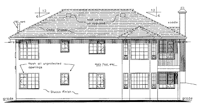Rear Elevation for House Plan #138519