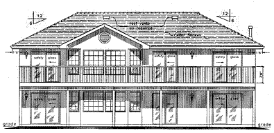 Rear Elevation for House Plan #131619
