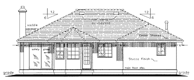 Rear Elevation for House Plan #135719