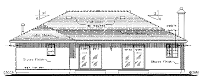 Rear Elevation for House Plan #136719