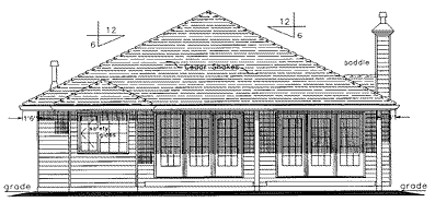 Rear Elevation for House Plan #138029