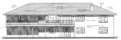 Rear Elevation for House Plan #137129