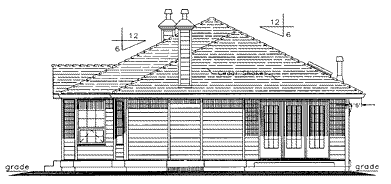 Rear Elevation for House Plan #130629