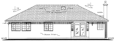 Rear Elevation for House Plan #136629