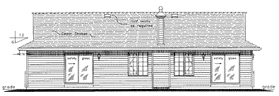 Rear Elevation for House Plan #138629