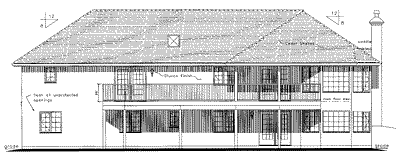 Rear Elevation for House Plan #136729