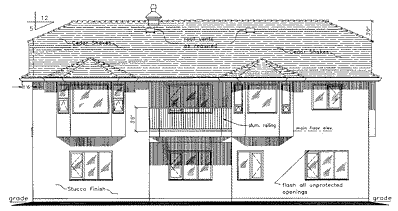 Rear Elevation for House Plan #133039