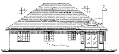 Rear Elevation for House Plan #135439