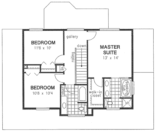 Second Floor Plan for House Plan #133044