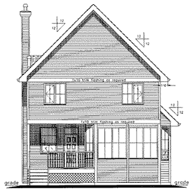Rear Elevation for House Plan #130144