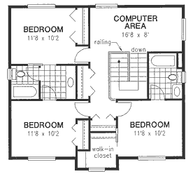 Second Floor Plan for House Plan #131144