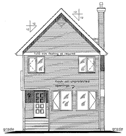 Rear Elevation for House Plan #135144