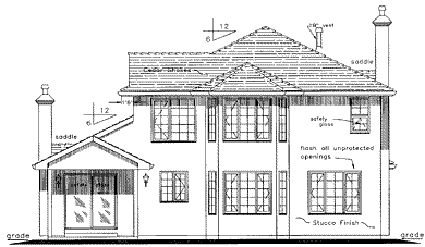 Rear Elevation for House Plan #133239