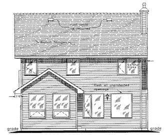 Rear Elevation for House Plan #134154