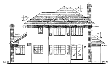 Rear Elevation for House Plan #130598