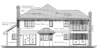 Rear Elevation for House Plan #134598