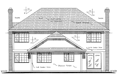Rear Elevation for House Plan #136598