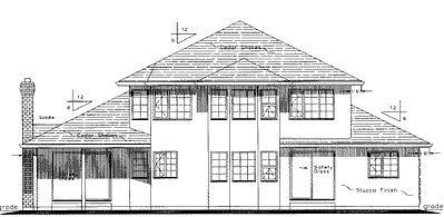 Rear Elevation for House Plan #136698