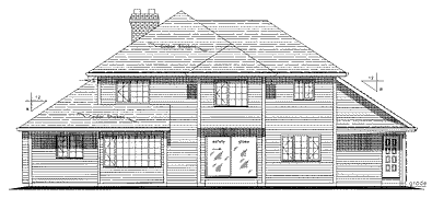 Rear Elevation for House Plan #136009