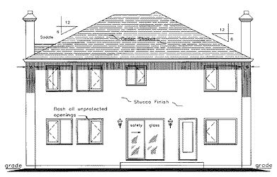 Rear Elevation for House Plan #130409