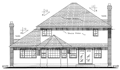 Rear Elevation for House Plan #138409