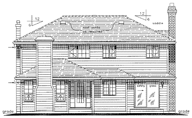 Rear Elevation for House Plan #138709