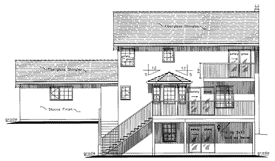 Rear Elevation for House Plan #135319