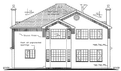 Rear Elevation for House Plan #133439