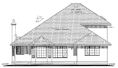 Rear Elevation for House Plan #139149