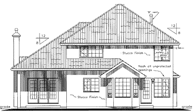 Rear Elevation for House Plan #130349