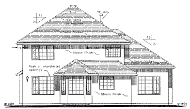 Rear Elevation for House Plan #133449