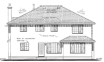 Rear Elevation for House Plan #137449