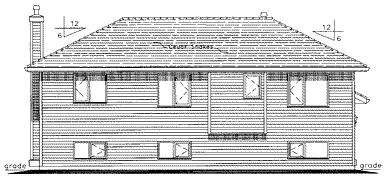 Rear Elevation for House Plan #136224