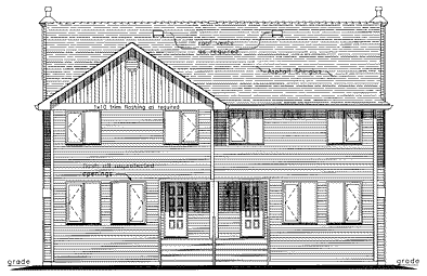 Rear Elevation for House Plan #136144