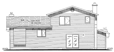Rear Elevation for House Plan #133709