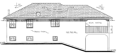 Rear Elevation for House Plan #132719