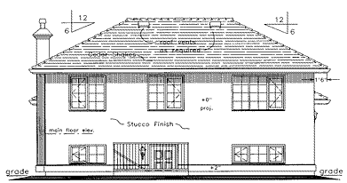 Rear Elevation for House Plan #137329