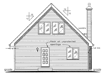 Rear Elevation for House Plan #130429