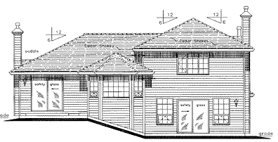 Rear Elevation for House Plan #131429
