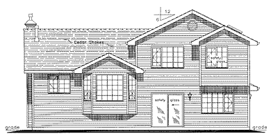 Rear Elevation for House Plan #136059