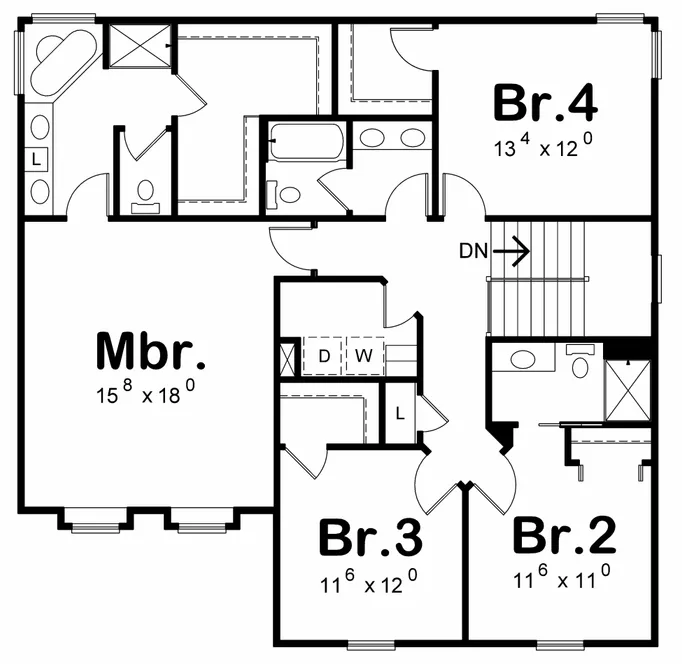Second Floor Plan for House Plan #159442