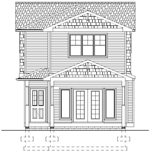 Rear Elevation for House Plan #195165