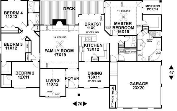 Main Floor Plan for House Plan #277112