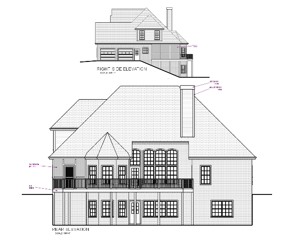 Rear Elevation for House Plan #271222