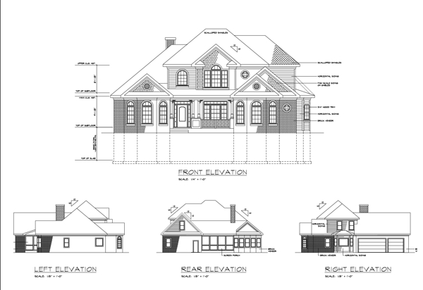 Rear Elevation for House Plan #273222
