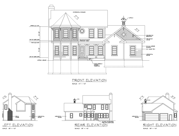 Rear Elevation for House Plan #276181